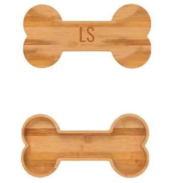 Luna & Stone Bamboo Dog Bowl, Bone Shaped Party Tray