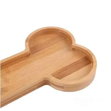 Luna & Stone Bamboo Dog Bowl, Bone Shaped Party Tray