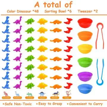 Dinosaur Color Sorting Toys for Toddlers 3-5