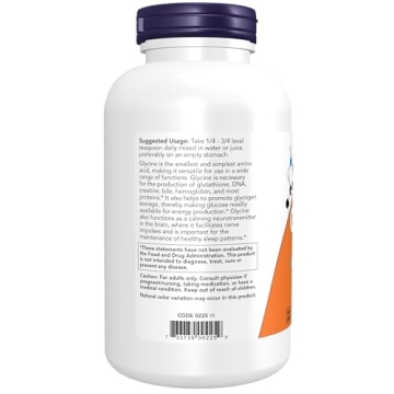NOW Foods Glycine Pure Powder for Sleep & Neurotransmitter Support