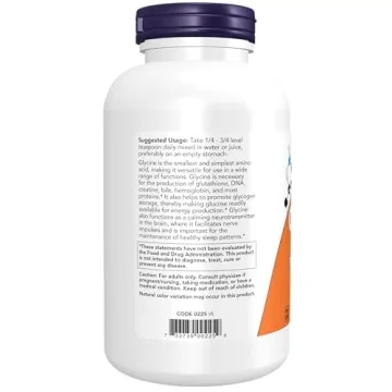 NOW Foods Glycine Pure Powder for Sleep & Neurotransmitter Support