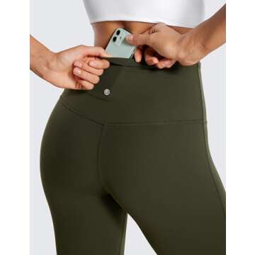CRZ YOGA Womens Butterluxe High Waist Flare Pants 32 Inches - Yoga Bootcut Wide Leg with Pocket Lounge Olive Green Small