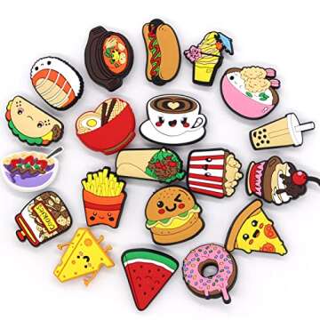 Scxxbsw 20PCS Different Cartoon Food Shoe Charms Design Fits for Shoe Decoration Wristband Accessori...