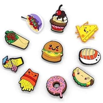 Scxxbsw 20PCS Different Cartoon Food Shoe Charms Design Fits for Shoe Decoration Wristband Accessories Charms party Favors…
