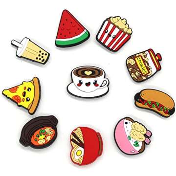 Scxxbsw 20PCS Different Cartoon Food Shoe Charms Design Fits for Shoe Decoration Wristband Accessories Charms party Favors…