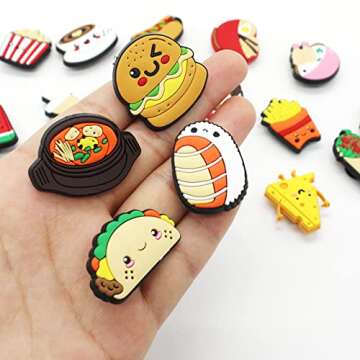 Scxxbsw 20PCS Different Cartoon Food Shoe Charms Design Fits for Shoe Decoration Wristband Accessories Charms party Favors…
