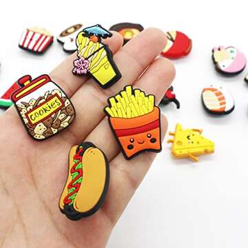 Scxxbsw 20PCS Different Cartoon Food Shoe Charms Design Fits for Shoe Decoration Wristband Accessories Charms party Favors…
