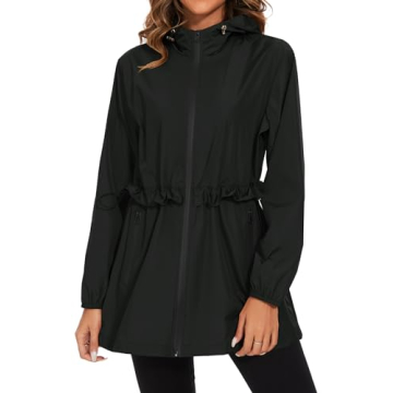 TCOT Women's Lightweight Rain Jacket Hooded Rain Coats Waterproof Windbreaker Jackets Packable Trave...