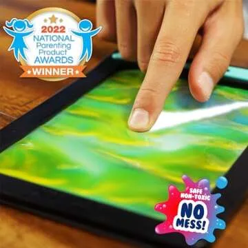 Sky Castle DoodleJamz JellyBoards — Squishy Drawing Pads Filled with Non-Toxic Sensory Gel – No-Mess Fidget Art – ASMR – Re-usable for Endless Artistic Creations (Yellow on Blue Gel)