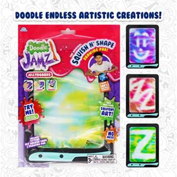 Sky Castle DoodleJamz JellyBoards — Squishy Drawing Pads Filled with Non-Toxic Sensory Gel – No-Mess Fidget Art – ASMR – Re-usable for Endless Artistic Creations (Yellow on Blue Gel)