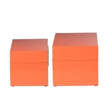 A&B Home Decorative Box Set in Bold Orange with Silver Accents