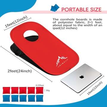 Himal Collapsible Portable Cornhole Game Boards 10 Bean Bags Cornhole Set Tic Tac Toe Game 2 Games on 1 Board (2 x 1-feet)