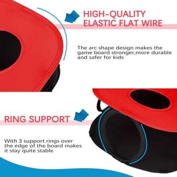 Himal Collapsible Portable Cornhole Game Boards 10 Bean Bags Cornhole Set Tic Tac Toe Game 2 Games on 1 Board (2 x 1-feet)