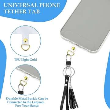 Simarro 6Pcs Universal Phone Lanyard Patch Pad with Metal Ring for Security