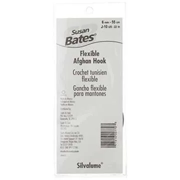 Susan Bates Silvalume Aluminum Flexible Afghan Crochet Hook 22", Size J10/6mm