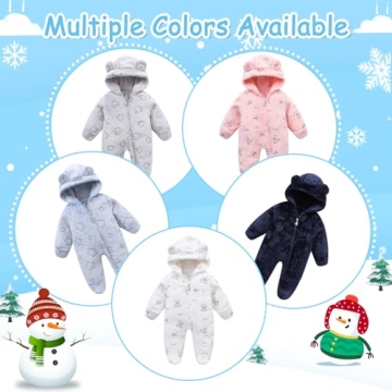 Warm Bear Ear Fleece Jumpsuit Newborns Winter Wear