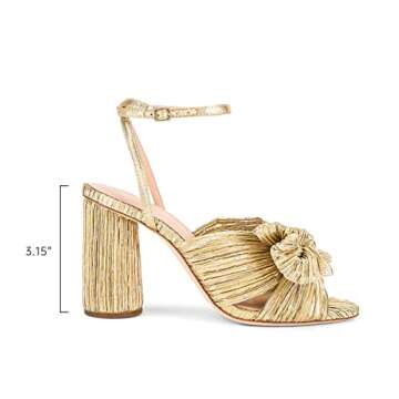 MICIFA Gold Bow Heels for Women, Ankle Strap Block Chunky Heels Open Toe Bow Knot Heeled Sandals Bri...