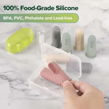 haakaa Baby Toothbrush, Soft Food Grade Silicone Baby Teether Finger Tooth Brush for Toddler, Baby F...