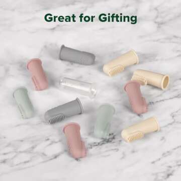 haakaa Baby Toothbrush, Soft Food Grade Silicone Baby Teether Finger Tooth Brush for Toddler, Baby First Toothbrush Infant Teething Toys Training Toothbrush, 0 Months+,2 Pack, Pea Green