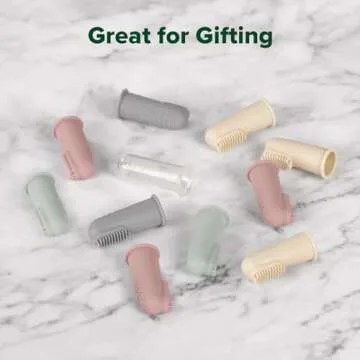 haakaa Baby Toothbrush, Soft Food Grade Silicone Baby Teether Finger Tooth Brush for Toddler, Baby First Toothbrush Infant Teething Toys Training Toothbrush, 0 Months+,2 Pack, Pea Green