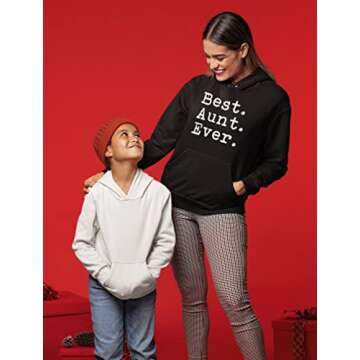 Tstars Best Aunt Ever Hoodie Gifts from Niece Nephew for Aunts Women Auntie Sweatshirt Hoodies Medium Black