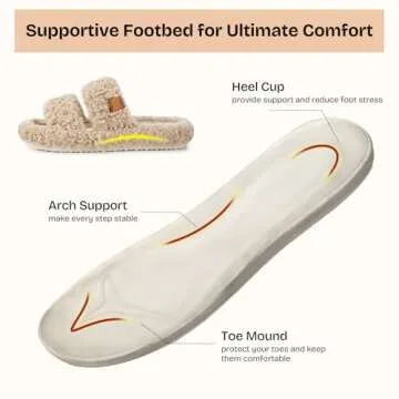 EverFoams Womens Fuzzy Open-toe Slippers Soft Comfy Memory Foam Indoor House Shoes Vintage Khaki, 7-8 US