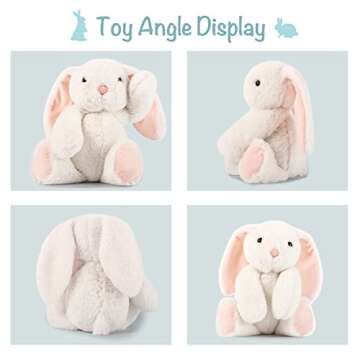 TCBunny Baby Bunny Bedtime Stuffed Animal Plush Toy Easter Stuffer Gifts for Girls, Boys, Kids 11" (White)