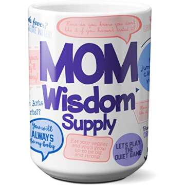 Pun Intended Funny Coffee Mug - Mom Wisdom Supply - 15 Oz with Beautiful Gift Box - Best as Gift for Mother's Day, Birthdays, Christmas, from Daughter, Son, or Husband. Novelty, Porcelain