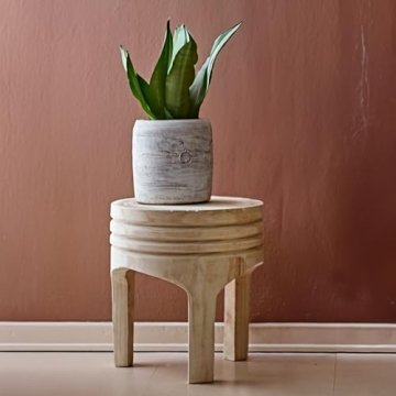 Elegant Boho Hand-Carved Wood Stool for All Styles