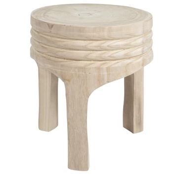 Elegant Boho Hand-Carved Wood Stool for All Styles