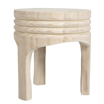 Elegant Boho Hand-Carved Wood Stool for All Styles