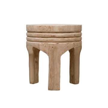 Elegant Boho Hand-Carved Wood Stool for All Styles