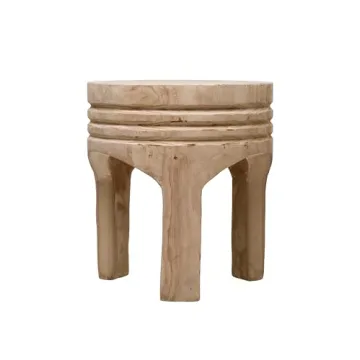 Elegant Boho Hand-Carved Wood Stool for All Styles