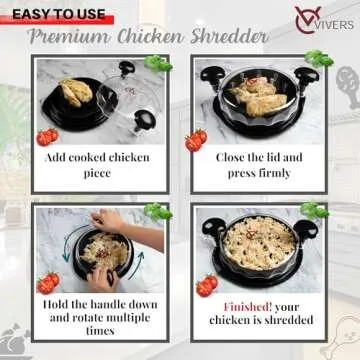 Premium Chicken Shredder Tool with Free Meat Claws, Meat Shredder for Chicken, Beef, Turkey Dishwasher Safe, Anti-Slip, BPA Free, Ergonomic Handle Large Chicken Shredder