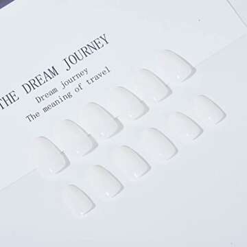 Foccna White Glossy Almond Press on Nails for Women