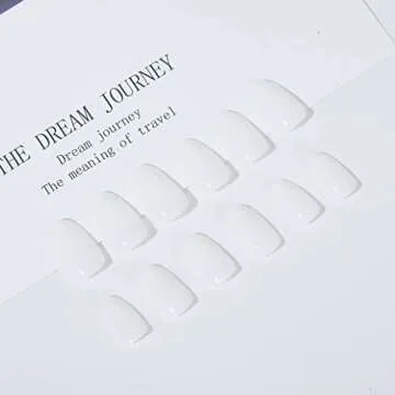 Foccna White Glossy Almond Press on Nails for Women