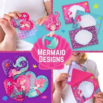 GirlZone Mermaid Stationery Gift Set - 45 Piece Kit for Kids