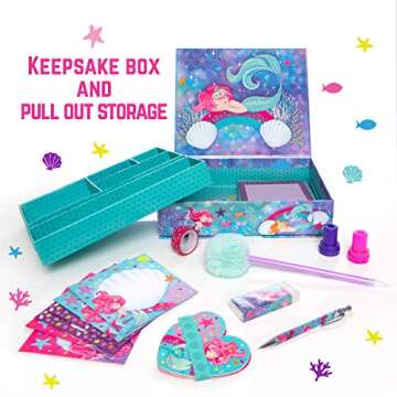 GirlZone Mermaid Stationary Gift Set for Girls, 45 Piece Letter Writing Kit with Envelopes, Paper, Cards and More, Great Mermaid Gifts for Girls 9-12