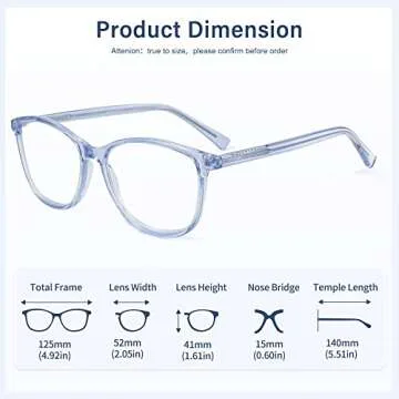 Madison Avenue Blue Light Blocking Glasses Anti Eyestrain UV Glare Blue Light Glasses for Women TV Phone Computer Gaming Eyeglasses (Clear Blue)