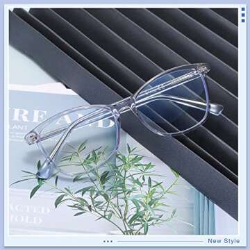 Madison Avenue Blue Light Blocking Glasses Anti Eyestrain UV Glare Blue Light Glasses for Women TV Phone Computer Gaming Eyeglasses (Clear Blue)