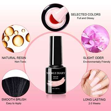 NICOLE DIARY Gel Nail Polish Set 8Pcs 8ml Nude Pink Gel Polish kit with Base Gel and Top Coat Pastel Color Collection Soak off Nail Gel Polish Nail Art Manicure Salon DIY at Home