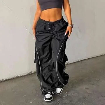 Stylish XPONNI Y2K Cargo Pants for Women in Black