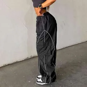 Stylish XPONNI Y2K Cargo Pants for Women in Black
