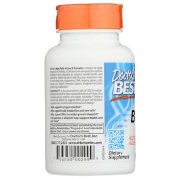 Doctor's Best Fully Active B Complex, Non-GMO, Gluten & Soy Free, Vegan, Supports Energy Production,...