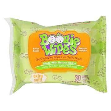 Boogie Wipes, Fresh Scent Wet Nose Wipes for Kids and Baby, Allergy Relief, Soft Natural Saline Hand...