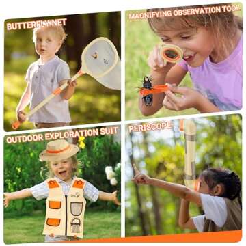 Stay Fun Bug Catcher for Kids, Explorer Outdoor Catching Collection w/ Binoculars, Summer Outside Activities Camping Gift Idea Toys for 3 4 5 6 7 8+ Age Year Toddler Boy Girl, 17PCS