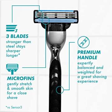 Gillette Mach3 Razor for Men, 1 Razor Handle + 2 Blade Refills