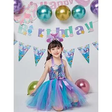 Davsolly Mermaid Costume for Girls Led Light Up Mermaid Princess Tutu for Birthday Halloween Cosplay Christmas Dress Up Gifts