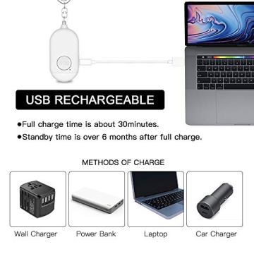 Evershop 130dB USB Rechargeable Personal Alarm Keychain