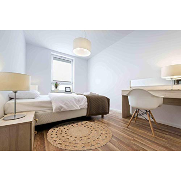 Natural 4' Round Handwoven Jute Area Rug for Home Decor